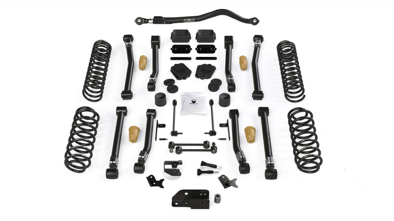 TeraFlex Alpine Short Arm Suspension System, shown on a studio background: TeraFlex Alpine JL lift kit with coil springs, control arms, track bar and brackets on white