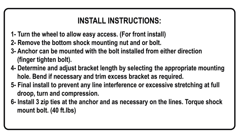 TeraFlex brake line anchor install instructions card