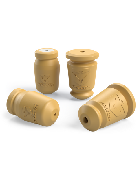 TeraFlex Bump Stop Kit, shown on a studio background: four tan Falcon-branded foam bump stops on white