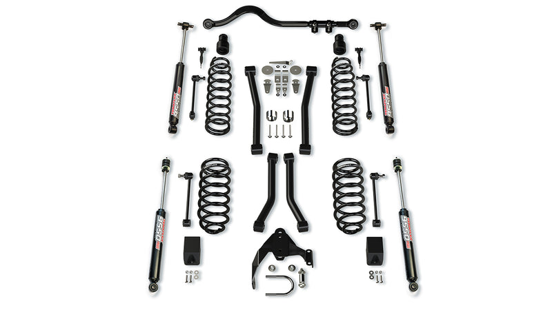 TeraFlex 3" Suspension System with 4 Sport Control Arms & 9550 VSS Twin-Tube on a white background
