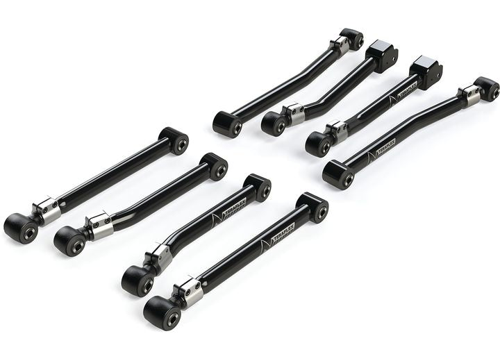 TeraFlex Control Arm, shown on a studio background: eight black TeraFlex Alpine short control arms on white