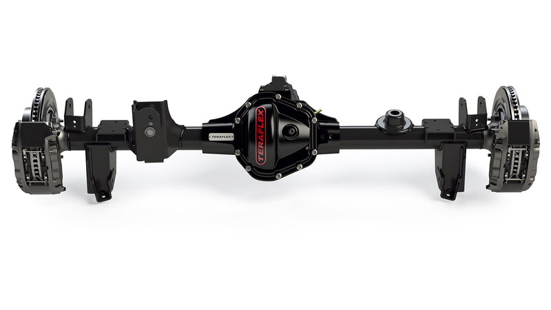 TeraFlex HD Axle, shown on a studio background: black TeraFlex rear axle with red-script TeraFlex diff cover and disc brakes on white