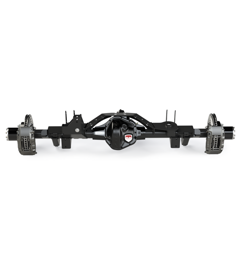 TeraFlex HD Axle, shown on a studio background: rendered black TeraFlex rear axle assembly with disc brakes on white