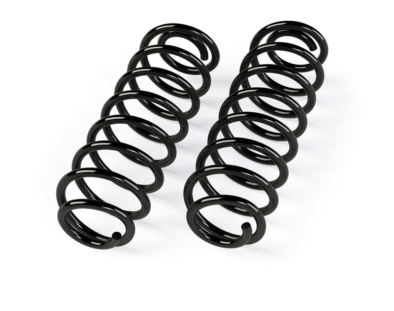 TeraFlex Lift Coil Springs, shown on a studio background: pair of short black coil springs on white