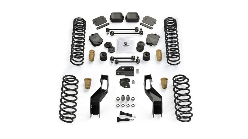 TeraFlex Sport ST Suspension System, shown on a studio background: TeraFlex lift kit with coil springs, bump stops, spacers, drop brackets and sway links on white
