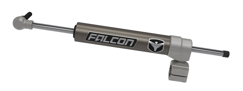 TeraFlex Steering Stabilizer, shown on a studio background: Falcon Nexus EF 2.1 steering stabilizer with bronze body and tie-rod clamp on white