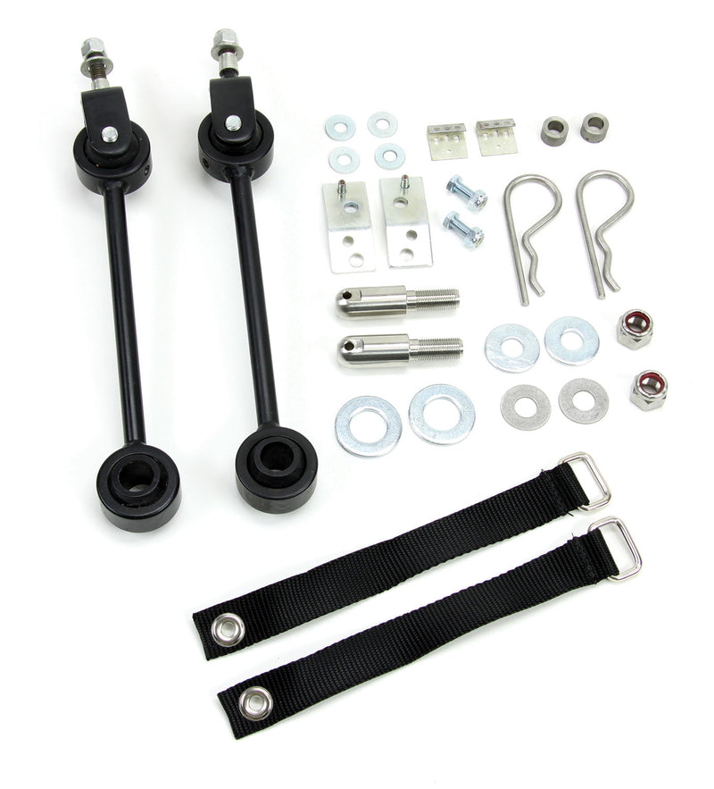 TeraFlex front sway bar quick disconnect kit with two links, straps and hardware on a white background