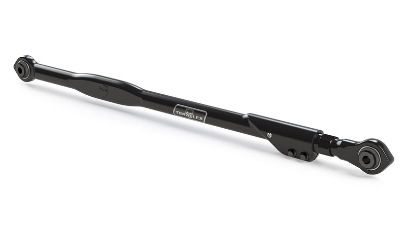 TeraFlex Track Bar, shown on a studio background: black TeraFlex adjustable track bar with heim joint end on white