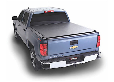TruXedo Deuce soft folding tonneau cover closed over the bed of a pickup truck, widest view