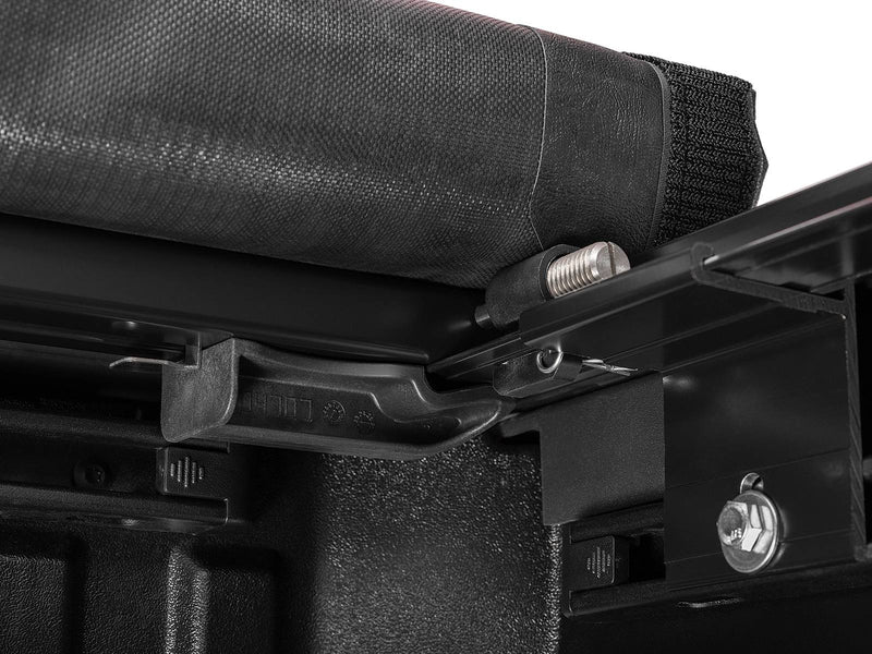 Lo Pro tension control: the rolled cover, rear tension knob and the rail clamp under the bed rail