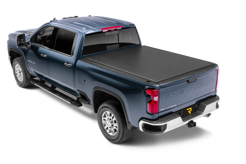 TruXedo Lo Pro soft roll-up tonneau cover closed over the bed of a pickup truck, widest view