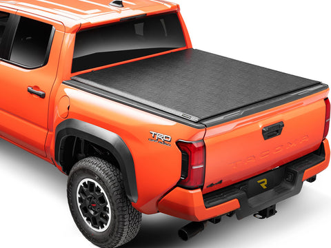 TruXedo Lo Pro soft roll-up tonneau cover closed over the bed of a pickup truck, widest view