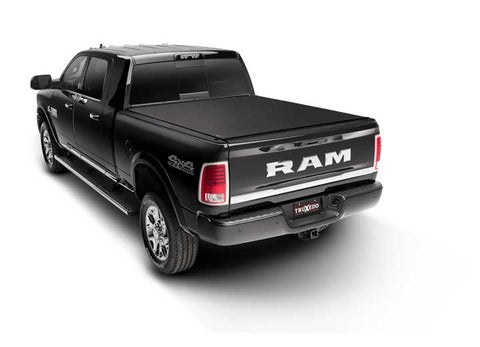 TruXedo Pro X15 soft roll-up tonneau cover closed over the bed of a pickup truck, widest view