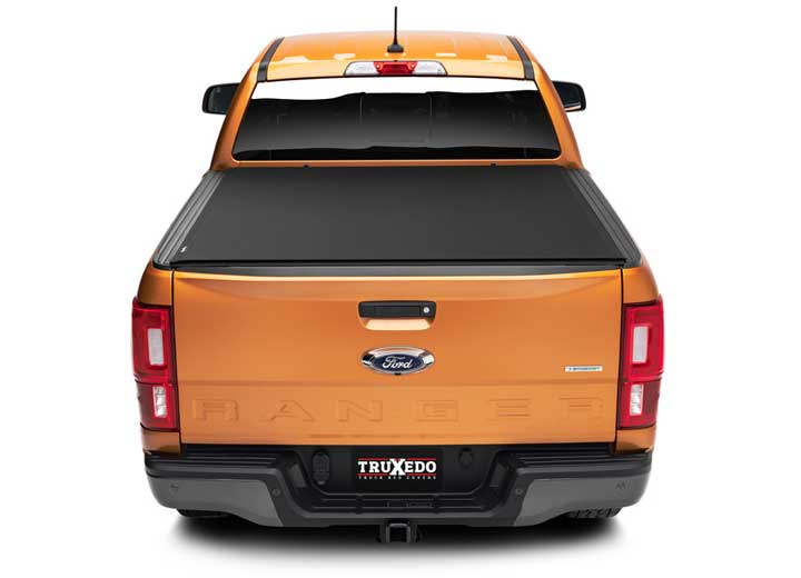 TruXedo Sentry CT hard roll-up tonneau cover closed on a 2019-2023 Ford Ranger, straight rear view
