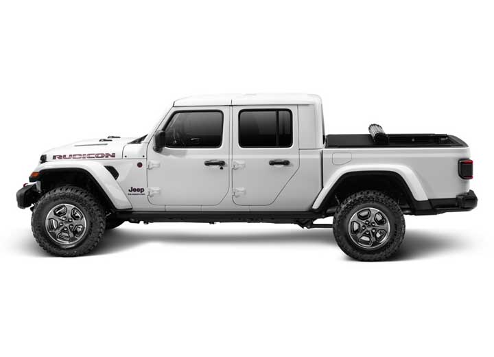 TruXedo Sentry CT hard roll-up tonneau cover rolled partway open on a 2020-2024 Jeep Gladiator, side profile