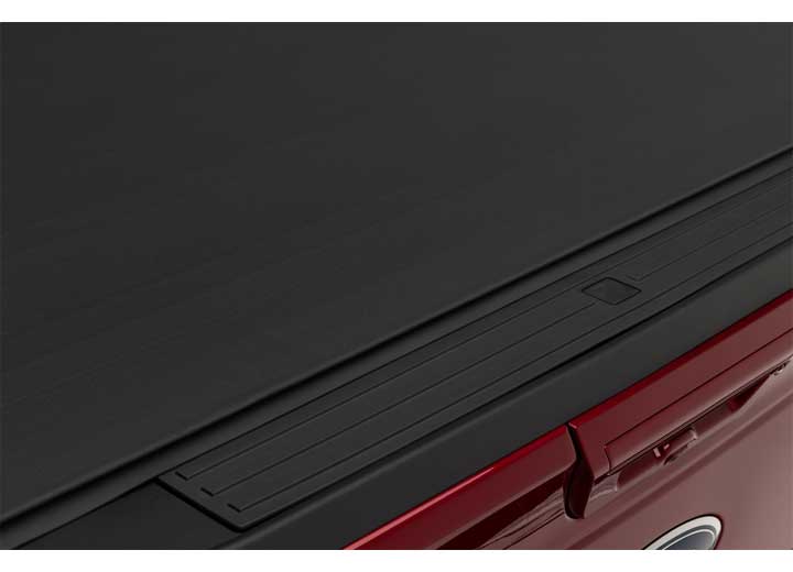 Close-up of the canvas surface across the cover's rear edge on a TruXedo Sentry CT hard roll-up tonneau cover