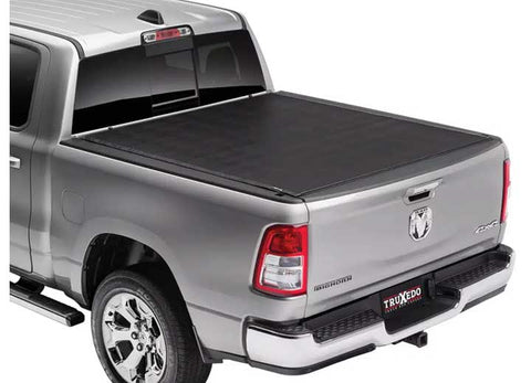 TruXedo Sentry hard roll-up tonneau cover closed on a 2019-2024 Ram 1500, widest view