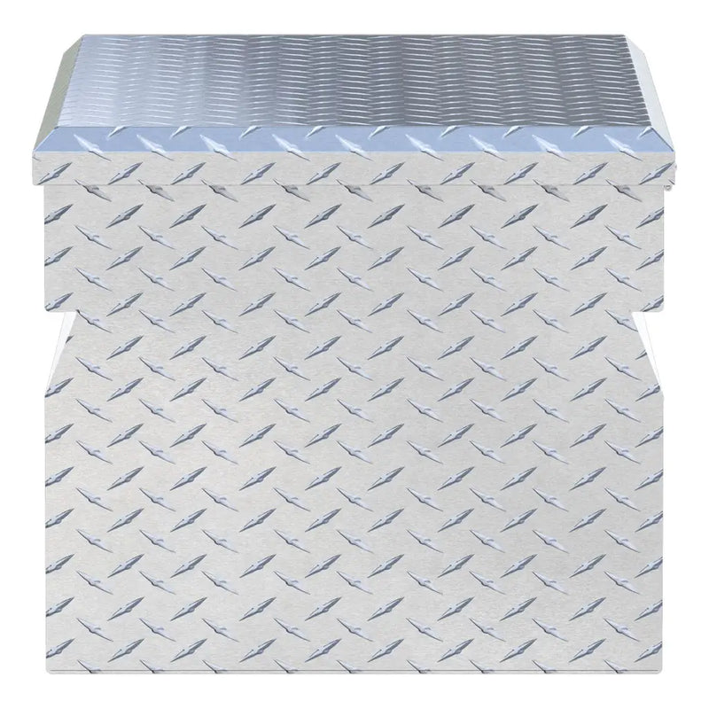 UWS 30" Utility Chest Box in Bright Aluminum, top-down three-quarter view of the closed lid