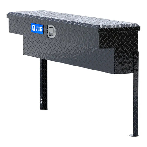 UWS 48" Truck Side Tool Box, Gloss Black Aluminum, hero, front three-quarter studio view on white