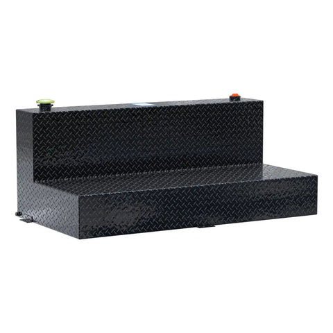 UWS TT-100-L-T-P-B 100-gallon l-shaped transfer tank in gloss black, three-quarter studio view