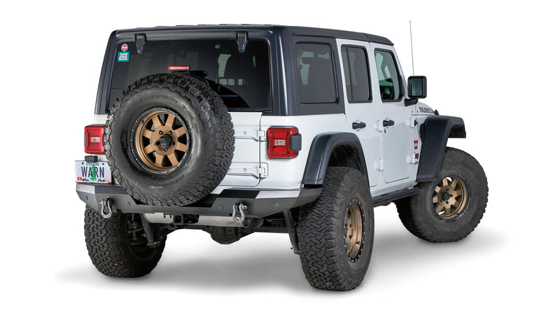 Warn Elite Rear Bumper for 2018-2026 Jeep Wrangler, rear three-quarter view