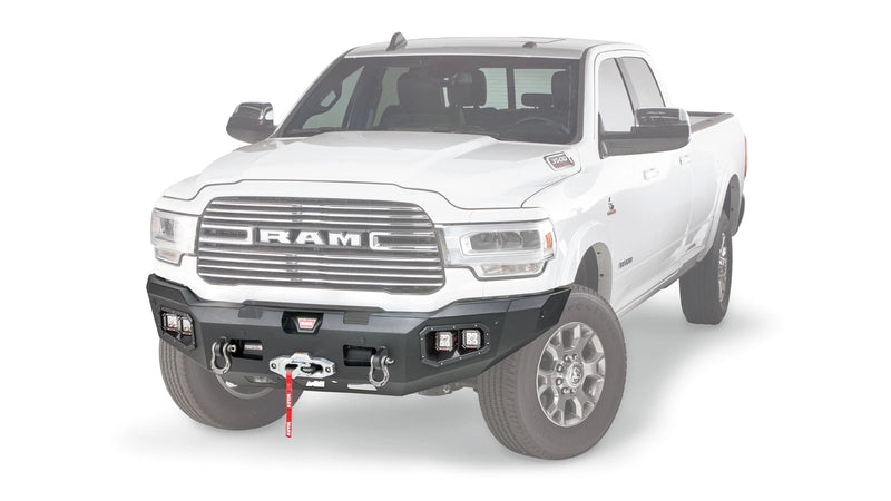Warn Ascent Front Bumper for 2019-2026 Ram 2500/3500, ghost view showing the bumper with the vehicle faded out