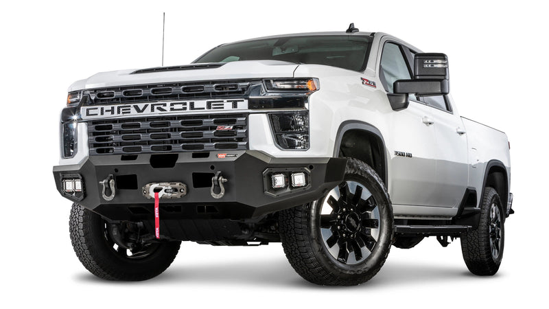 Warn Ascent Front Bumper for 2020-2023 Chevrolet Silverado 2500/3500 HD, shown installed on the truck