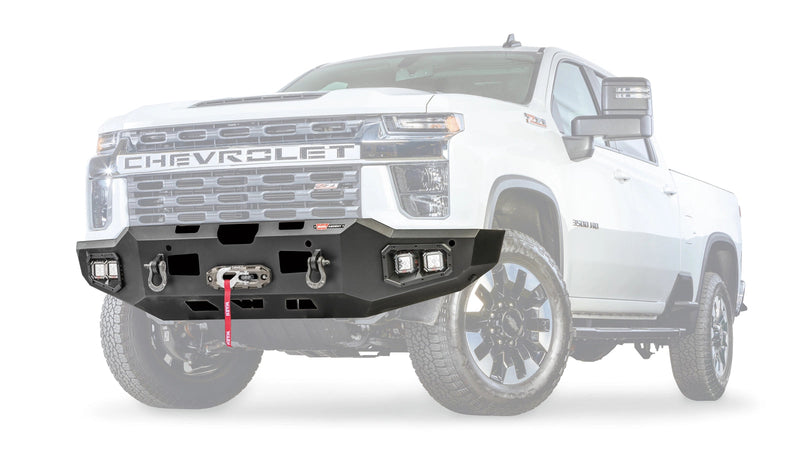 Warn Ascent Front Bumper for 2020-2023 Chevrolet Silverado 2500/3500 HD, ghost view showing the bumper with the vehicle faded out