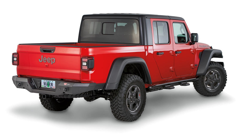 Warn Elite Rear Bumper for 2020-2025 Jeep Gladiator, installed on a red Jeep Gladiator