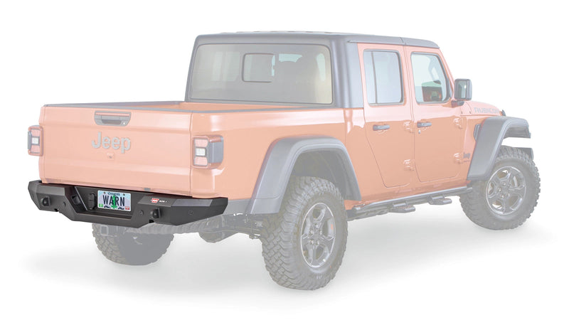 Warn Elite Rear Bumper for 2020-2025 Jeep Gladiator, ghost view with the vehicle faded to show the bumper