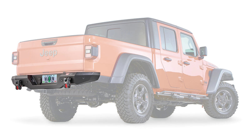 Warn Elite Rear Bumper for 2020-2025 Jeep Gladiator, ghost view with the vehicle faded to show the bumper