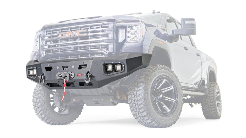 Warn Ascent HD Front Bumper for 2020-2021 GMC Sierra 2500/3500 HD, ghost view showing the bumper with the vehicle faded out