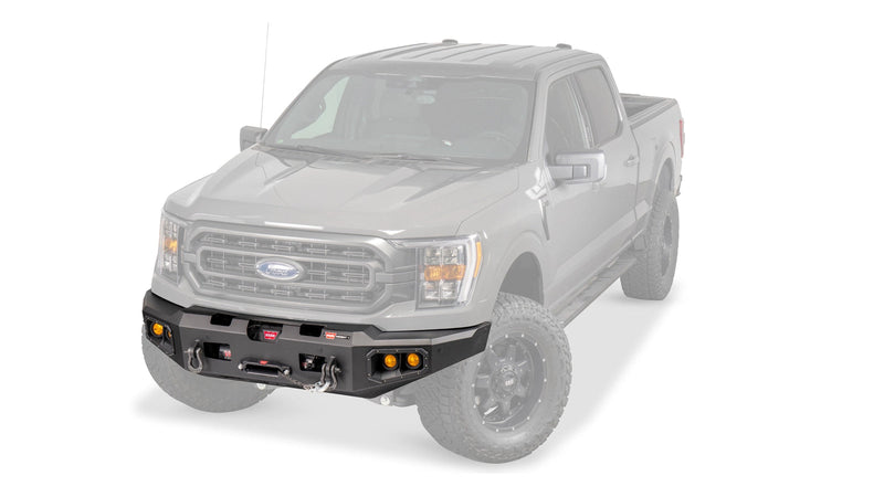 Warn Ascent Front Bumper for 2021-2023 Ford F-150, ghost view showing the bumper with the vehicle faded out