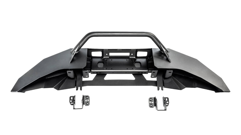 Warn Elite Front Bumper with Prerunner Grille Guard for 2021-2026 Ford Bronco, bumper and brackets from behind