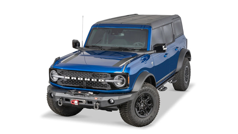 Warn Elite Front Bumper for 2021-2026 Ford Bronco, high-angle view on the Bronco