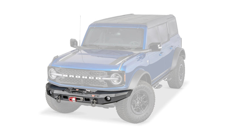 Warn Elite Front Bumper for 2021-2026 Ford Bronco, high-angle ghost view