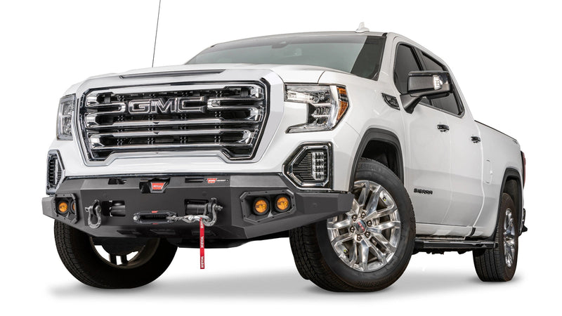 Warn Ascent Front Bumper for 2019-2021 GMC Sierra 1500, shown installed on the truck