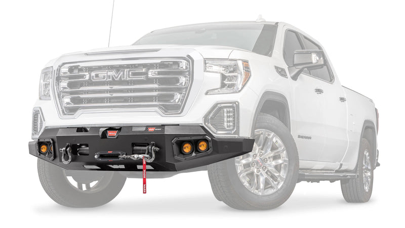 Warn Ascent Front Bumper for 2019-2021 GMC Sierra 1500, ghost view showing the bumper with the vehicle faded out