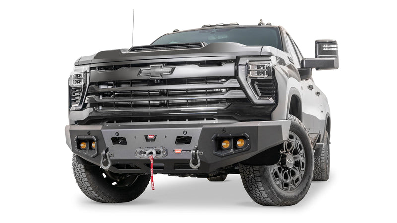 Warn Ascent HD Front Bumper for 2024-2026 Chevrolet Silverado 2500/3500 HD, shown installed on the truck
