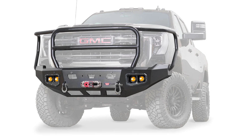 Warn Ascent HD Front Bumper with Full Grille Guard for 2024-2026 GMC Sierra 2500/3500 HD, ghost view showing the bumper with the vehicle faded out