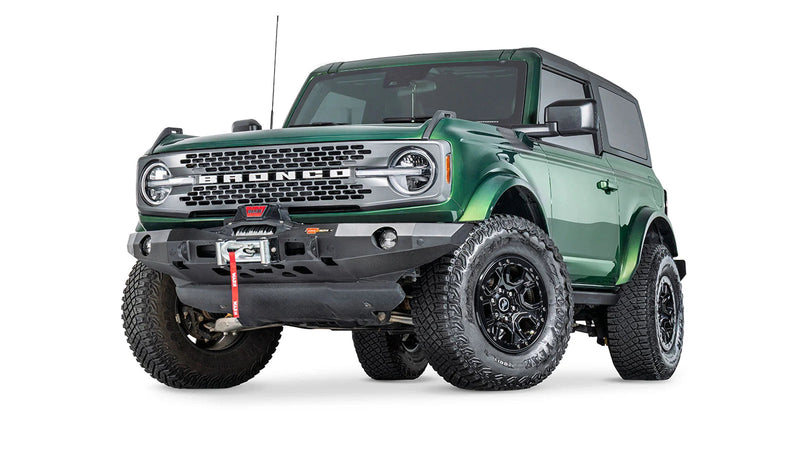 Warn Elite Front Bumper for 2021-2026 Ford Bronco, installed on a Ford Bronco, winch sold separately