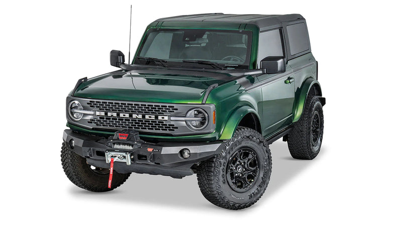 Warn Elite Front Bumper for 2021-2026 Ford Bronco, high-angle view on the Bronco