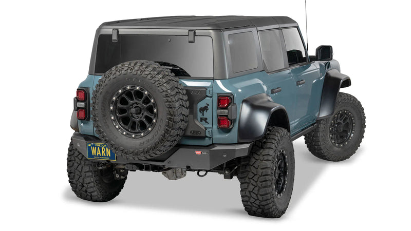 Warn Elite Rear Bumper for 2021-2026 Ford Bronco, installed on a Ford Bronco, high rear view