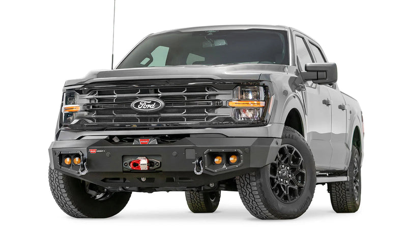 Warn Ascent Front Bumper for 2024-2025 Ford F-150, shown installed on the truck
