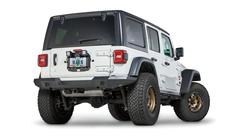 Warn Rear Tire Delete Plate for 2018-2026 Jeep Wrangler, installed on a Jeep Wrangler JL tailgate
