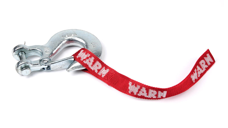 Warn standard winch hook with red WARN hook strap