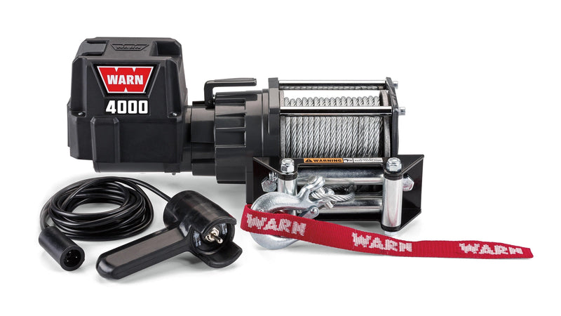 Warn 4000 DC Utility Winch with steel wire rope, hook and remote