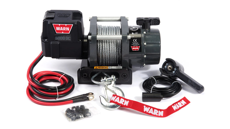 Warn 5000 DC Utility Winch with steel wire rope, hook and remote