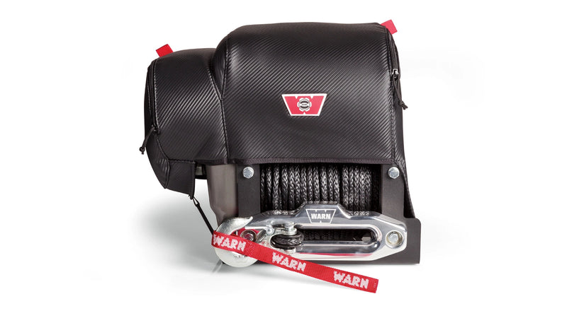 Warn Winch Cover for the M8274 winch, fitted on a winch