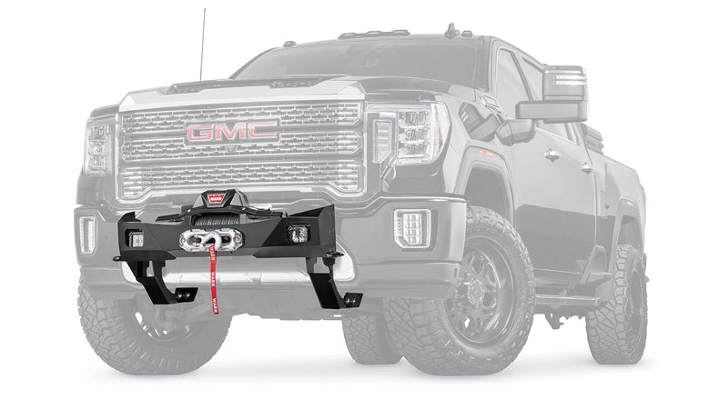 Warn Trans4mer Gen III Mounting Brackets for 2020-2026 GMC Sierra 2500/3500 HD, ghost view with the vehicle faded out